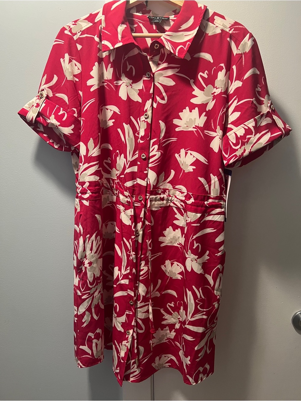 Halston Floral Button-Front Shirt Dress